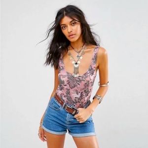Free People Freesia Pink So Fresh Mesh Bodysuit